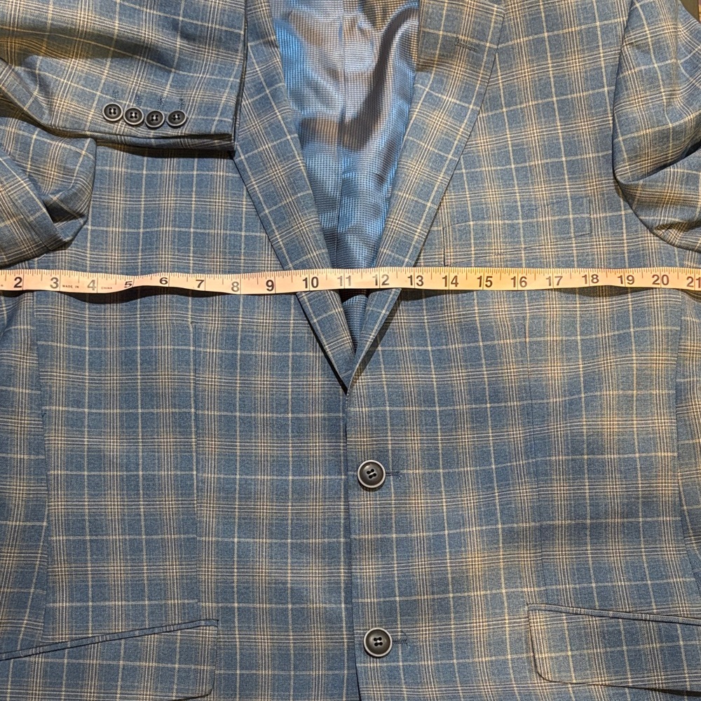 Bachrach Navy Plaid Checkered Blazer 100% Wool NWT. Windowpane. - Picture 8 of 8